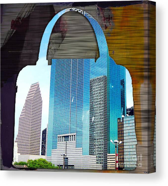 Houston Photographs Canvas Print featuring the mixed media Houston Texas Skyline in a Purse by Marvin Blaine