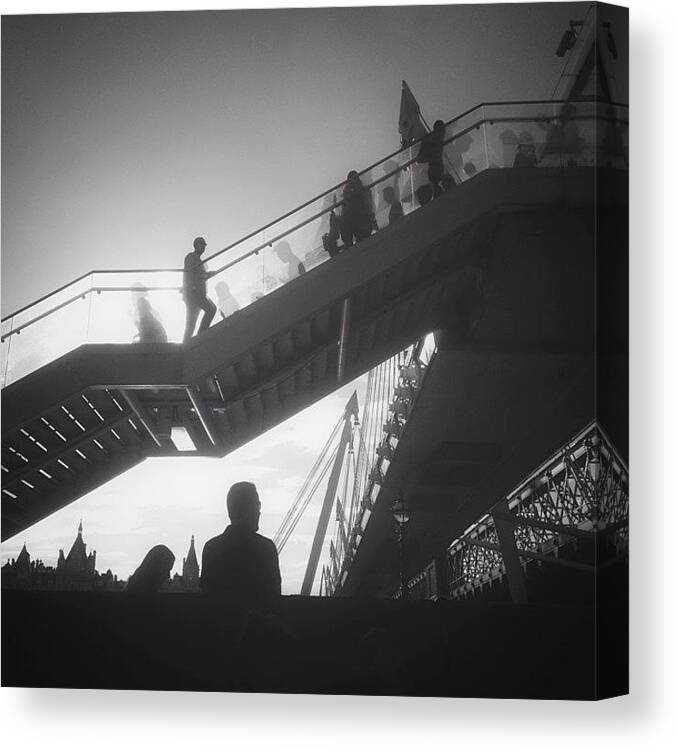 Hungerford Bridge Canvas Print featuring the photograph Hungerford Bridge Silhouettes by Marc Gascoigne