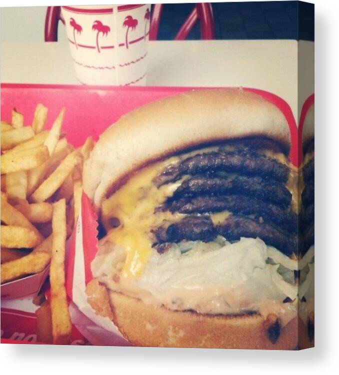 Yummy Canvas Print featuring the photograph I Freakin' Love This Place!! #innout by Jonny Lightning