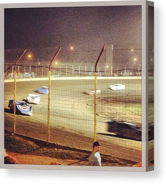  Canvas Print featuring the photograph I Love Dirt Track Racing. By Far My by Sarah Steele