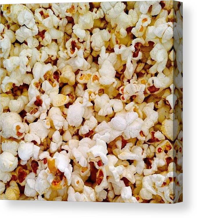 Followforfollow Canvas Print featuring the photograph I Love Popcorn #popcorn #love #food by Megan Shuttlewood