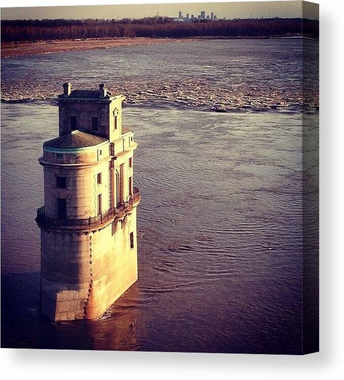 St. Louis Canvas Print featuring the photograph Chain of Rocks Intake Tower #2 by Rebecca Eilering