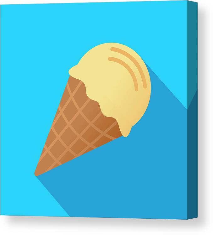 Melting Canvas Print featuring the digital art Ice Cream Cone Icon Flat by Jakeolimb