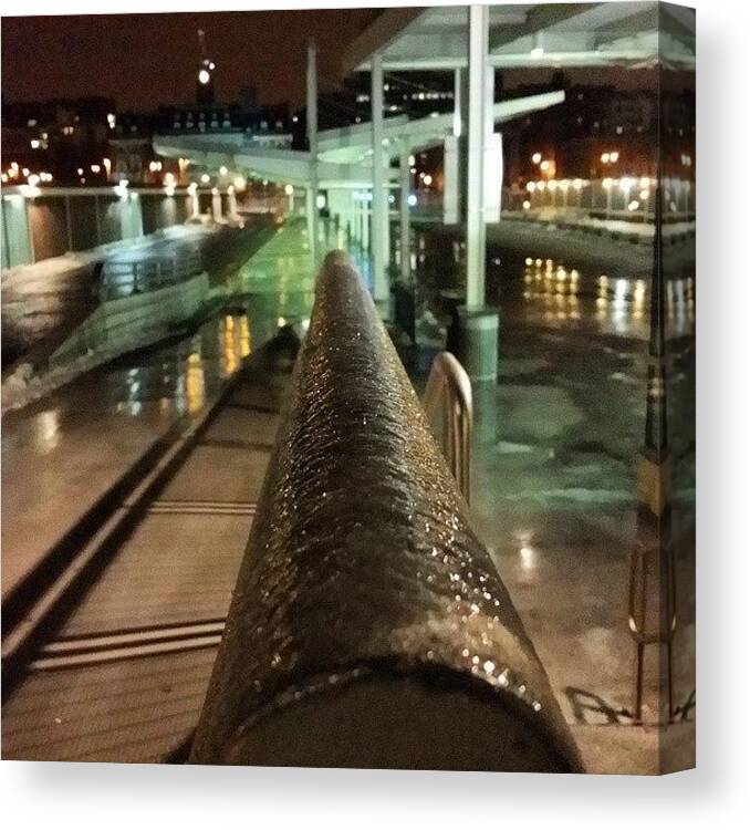 Notography Canvas Print featuring the photograph #ice #pole #cold #statenisland #ferry by Crook Bladez