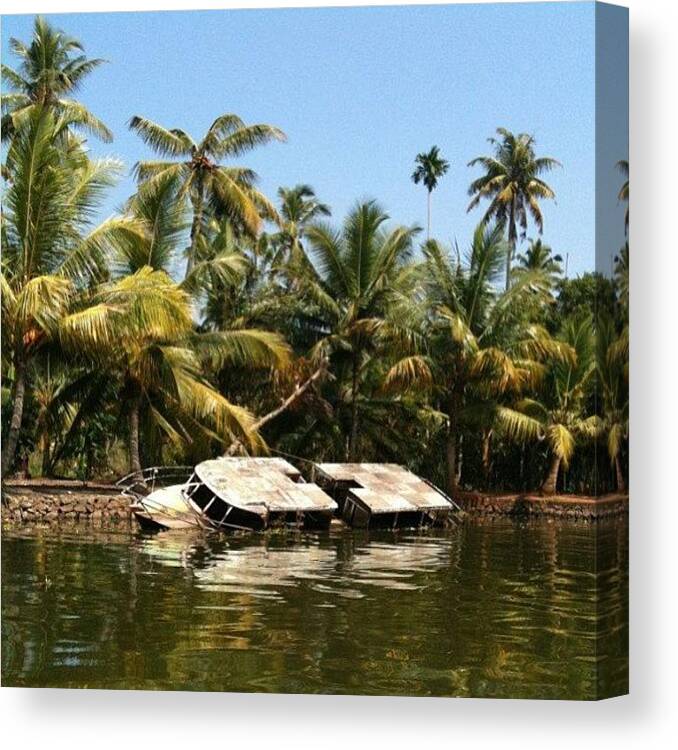 India Canvas Print featuring the photograph India #india #lake #boat by Marina Boitmane