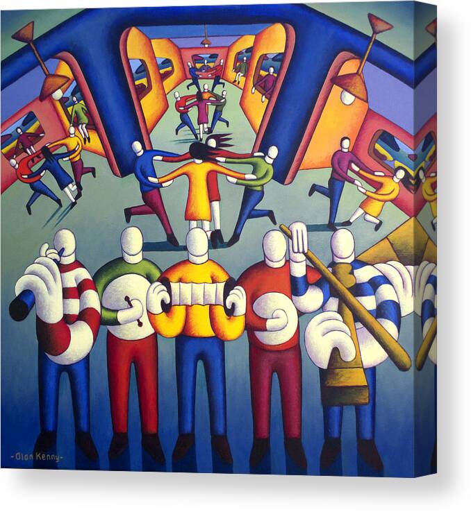 Interior Canvas Print featuring the painting Interior Trad.session With Dancers by Alan Kenny