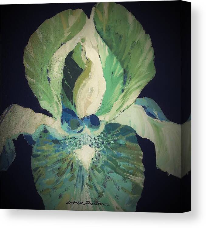 Iris Garden Flowers In Green Canvas Print featuring the painting Irish Girl by Andrew Drozdowicz