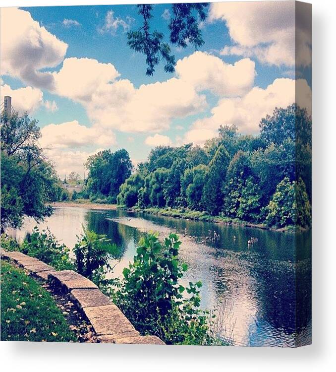 Olentangy River Canvas Print featuring the photograph Sunny Day by the River by Brooke Wheeler