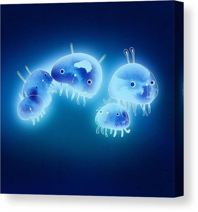 Jelly Fish Canvas Print featuring the painting Jelly fish by Yoyo Zhao