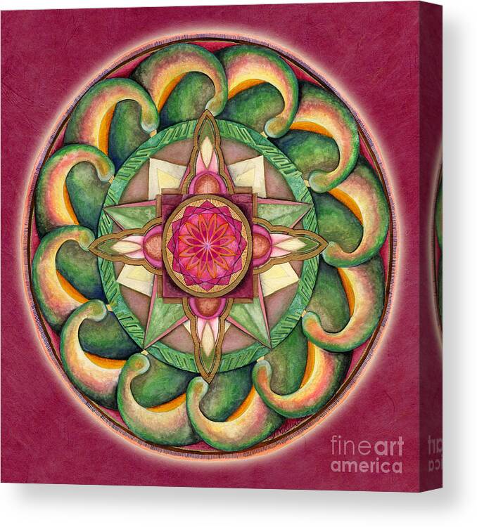 Mandala Art Canvas Print featuring the painting Jewel of the Heart Mandala by Jo Thomas Blaine