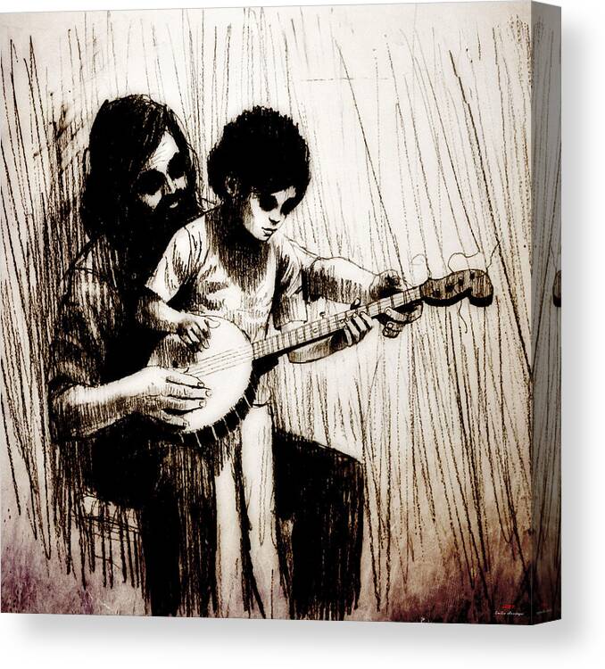 Music Canvas Print featuring the drawing Jfx2014-031 by Emilio Arostegui