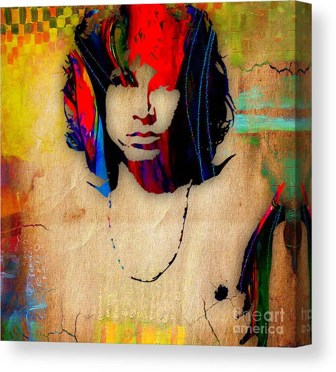 Jim Morrison Art Canvas Print featuring the mixed media Jim Morrison The Doors Collection by Marvin Blaine