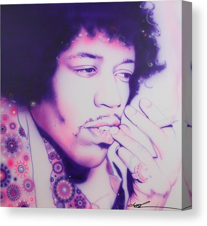 60s Canvas Print featuring the painting Jimi by Christian Chapman Art