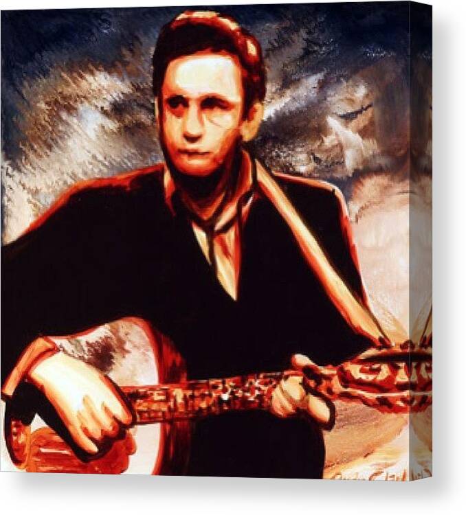 Guitar Canvas Print featuring the photograph Johnny Cash Original On Ebay Tonight by Ocean Clark