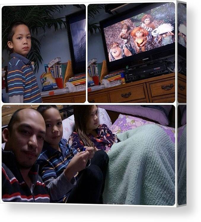 Igerspinoy Canvas Print featuring the photograph Joined My 2.loves For #family Movie On by Zyrus Zarate