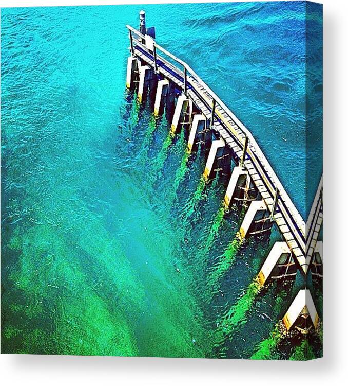 Bridge Canvas Print featuring the photograph #jupiter #ocean #atlantic #water by Eddie Vanderwerff 