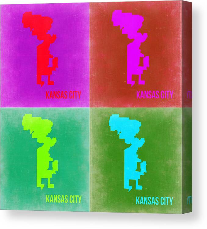 Kansas Map Canvas Print featuring the painting Kansas Pop Art Map 2 by Naxart Studio