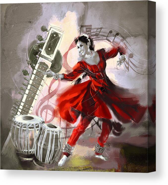 Dancer Canvas Print featuring the painting Kathak Dancer 1 by Catf