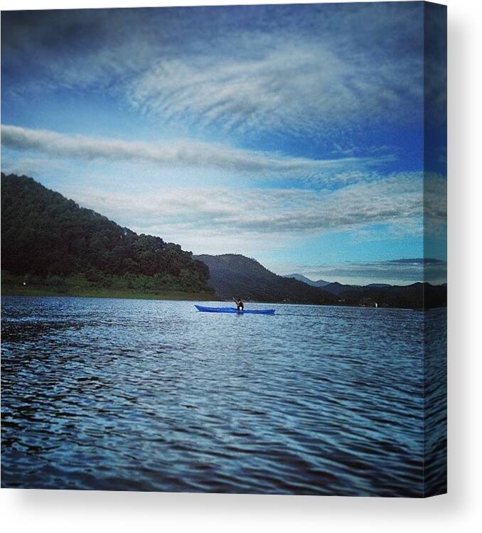 Outdoors Canvas Print featuring the photograph #kayaking #valle #wife #lake by Juan Carlos Bernal