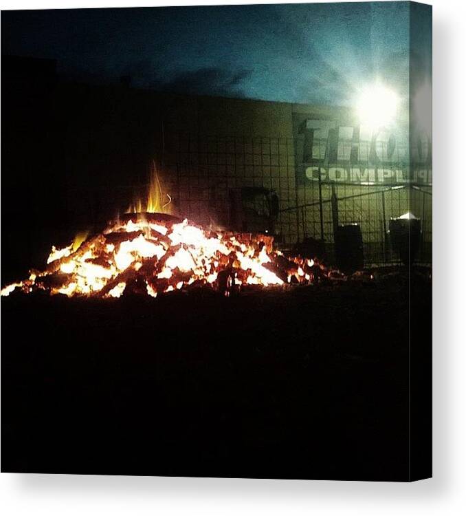 Beautiful Canvas Print featuring the photograph #keepearm #fire #bonfire #melbourne by Katie Ball