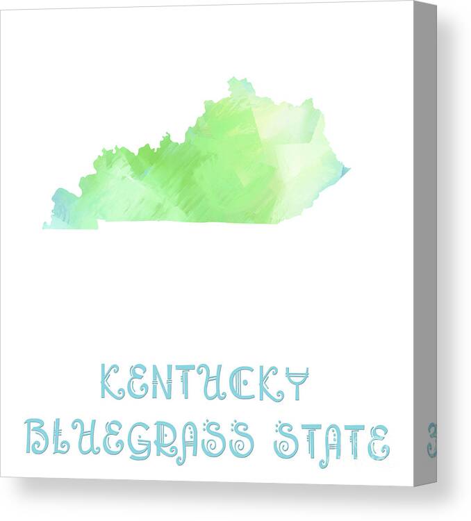 Andee Design Canvas Print featuring the digital art Kentucky - Bluegrass State - Map - State Phrase - Geology by Andee Design