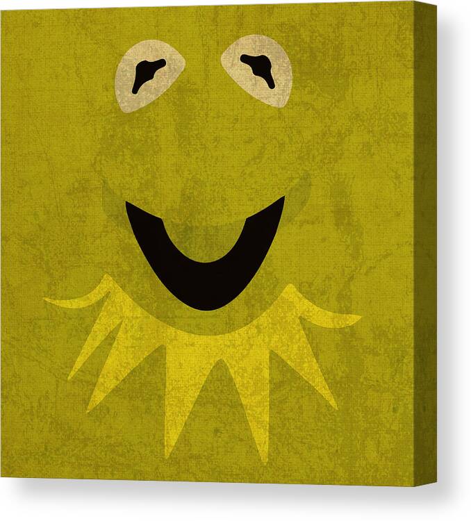 Kermit the Frog Vintage Minimalistic Illustration on Worn Distressed Canvas Series No 001 by Design Turnpike