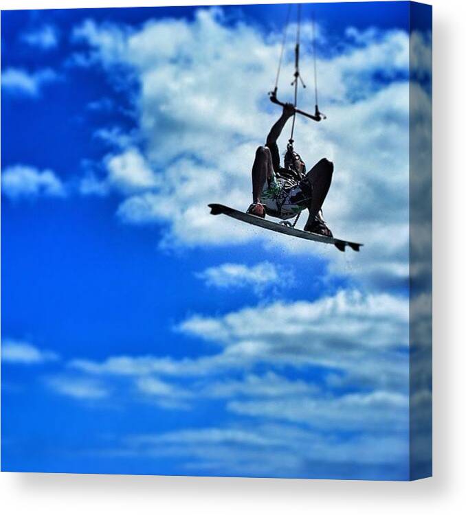 Samyevo Canvas Print featuring the photograph #kiteboarding #kitesurfing #clouds by Sammy Evans