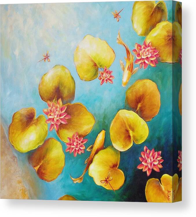 Water Canvas Print featuring the painting Koi Pond by Dina Dargo