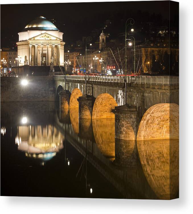 Italia Canvas Print featuring the photograph La Gran Madre e Ponte Umberto I by Sonny Marcyan