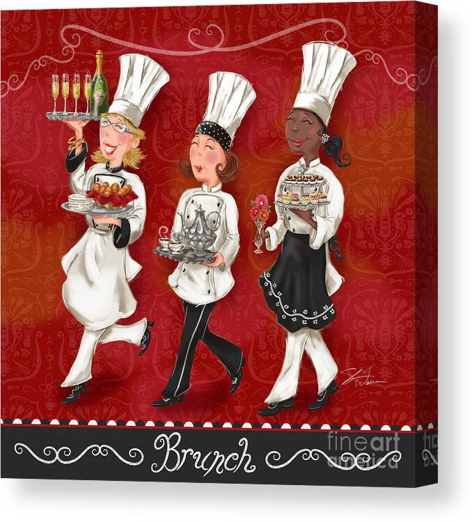 Chef Canvas Print featuring the mixed media Lady Chefs - Brunch by Shari Warren