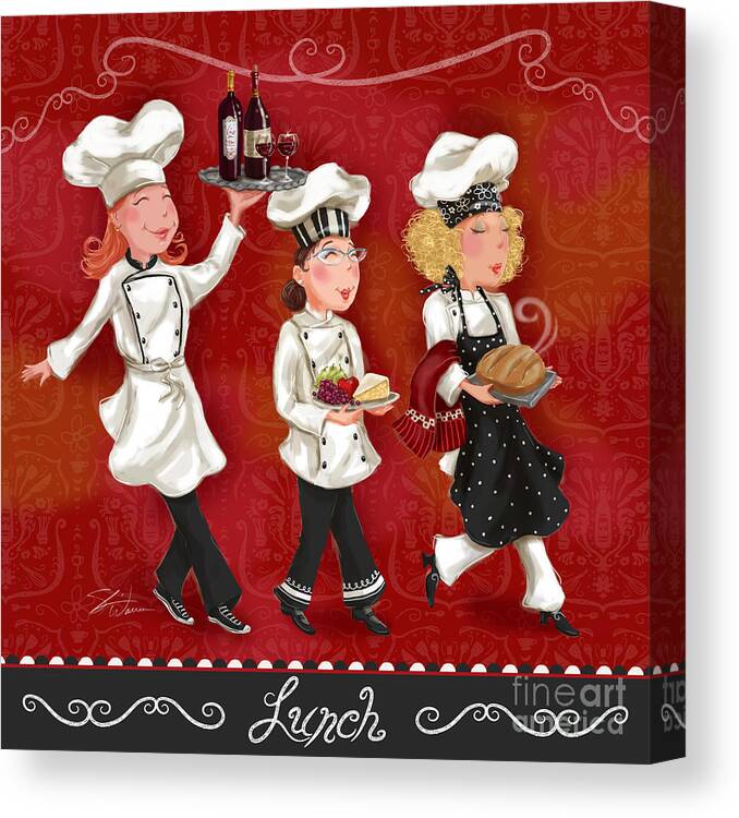 Chef Canvas Print featuring the mixed media Lady Chefs - Lunch by Shari Warren