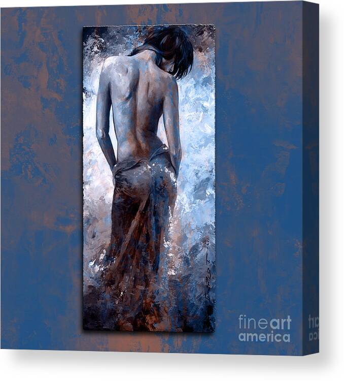 Lady Canvas Print featuring the painting Lady in red 27 style version Magic Blue by Emerico Imre Toth