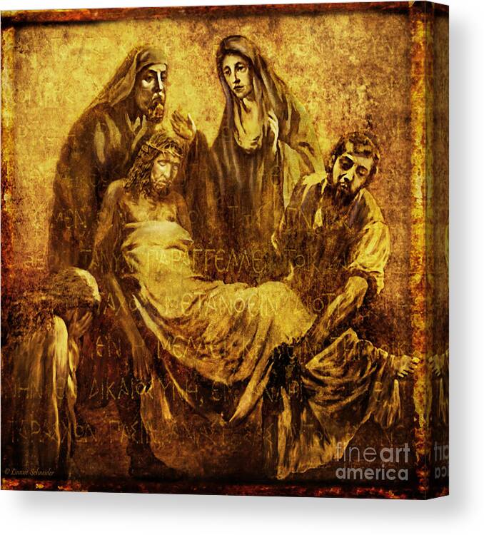 Jesus Canvas Print featuring the digital art Laid_in_the_Tomb Via Dolorosa 14 by Lianne Schneider