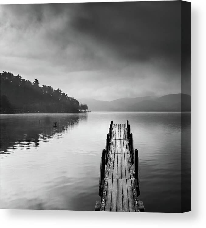 Lake Canvas Print featuring the photograph Lake View With Pier II by George Digalakis