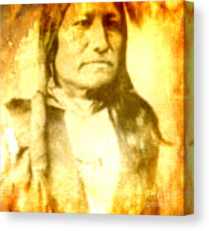 American Indian Canvas Print featuring the digital art Lakota Chief Sitting Bull by Steven Pipella