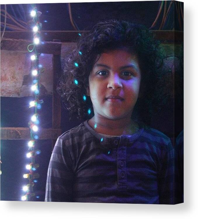 Cousin Canvas Print featuring the photograph #lastnight #cousin #lights by Avikshith Np