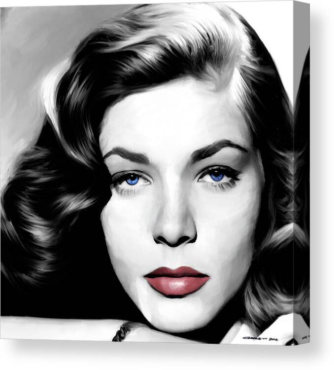 Lauren Bacall Canvas Print featuring the digital art Lauren Bacall Large Size Portrait by Gabriel T Toro