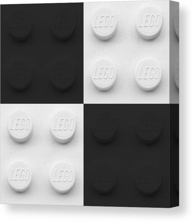 Lego Canvas Print featuring the photograph Lego Boxes Black And White by Rob Hans