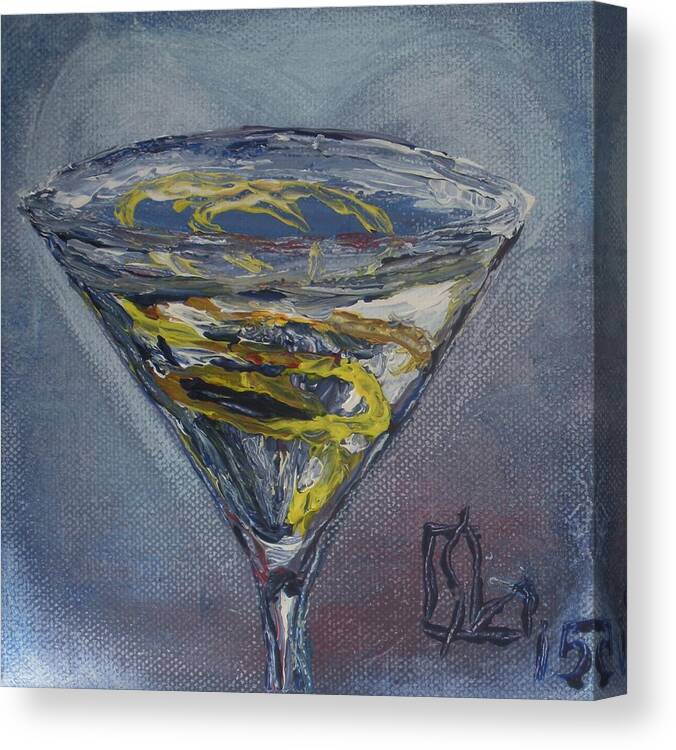 Martini Canvas Print featuring the painting Lemon love by Lee Stockwell