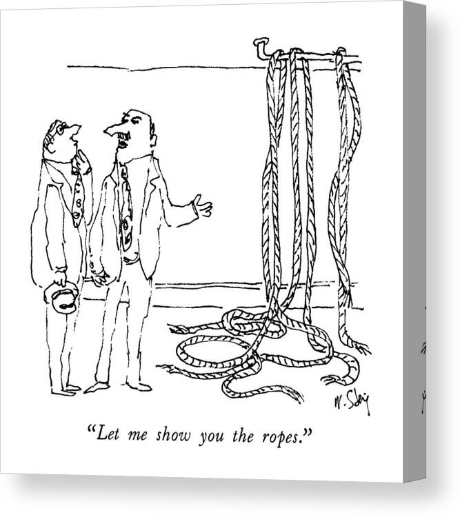 Language Canvas Print featuring the drawing Let Me Show You The Ropes by William Steig