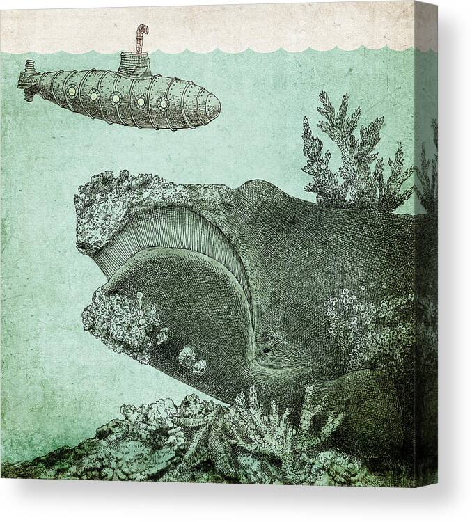 Submarine Canvas Print featuring the drawing Leviathan by Eric Fan
