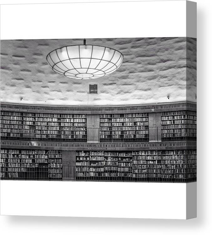 Stockholm Canvas Print featuring the photograph Library by Karim Taib