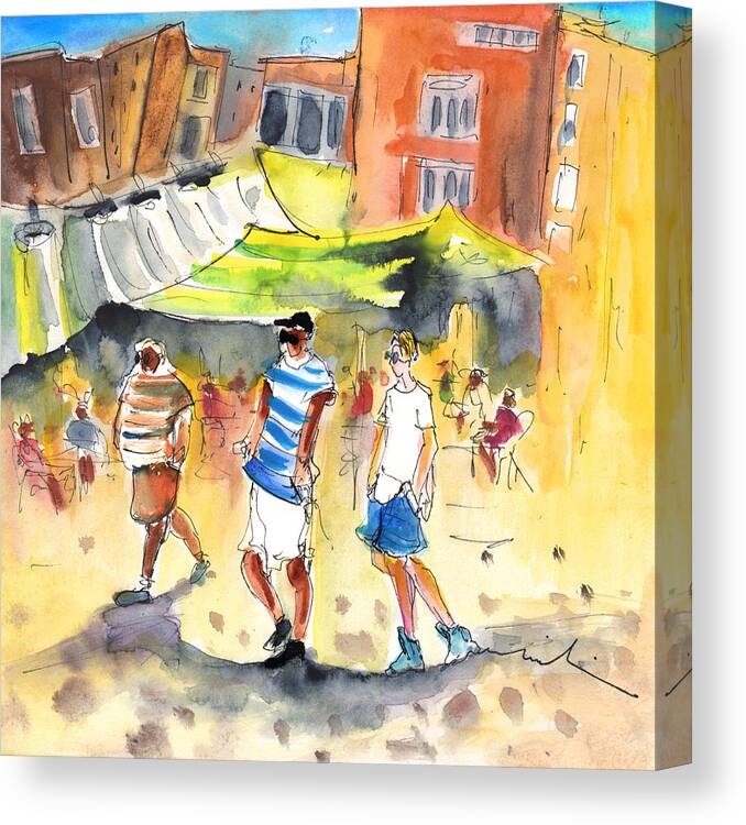 Travel Canvas Print featuring the painting Life in Cartagena 01 by Miki De Goodaboom