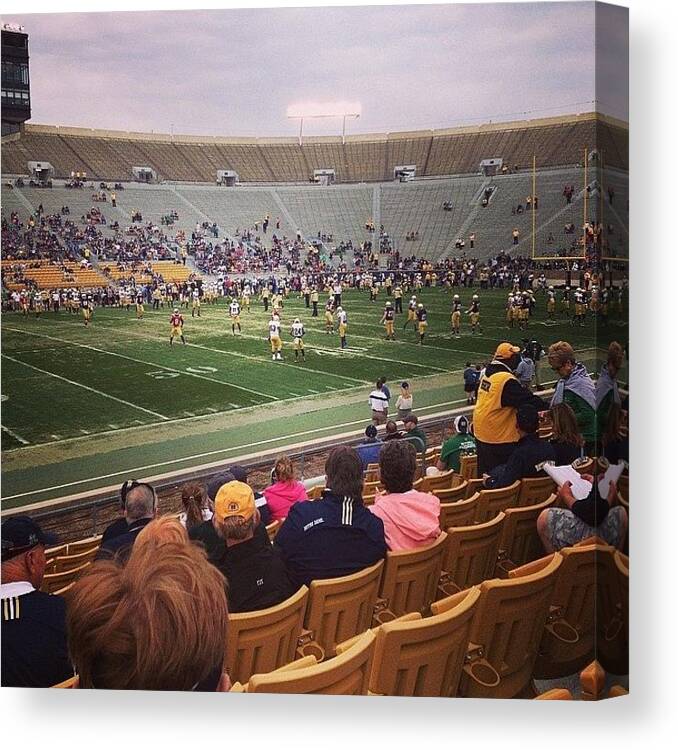 Notredame Canvas Print featuring the photograph Notre Dame Stadium by Jonell Witkowski