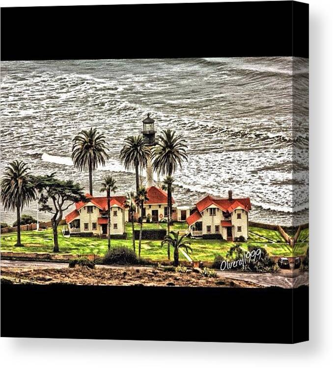 Cabrillo Canvas Print featuring the photograph Light House At Point Loma Ca. Cabrillo by Jorge Olvera