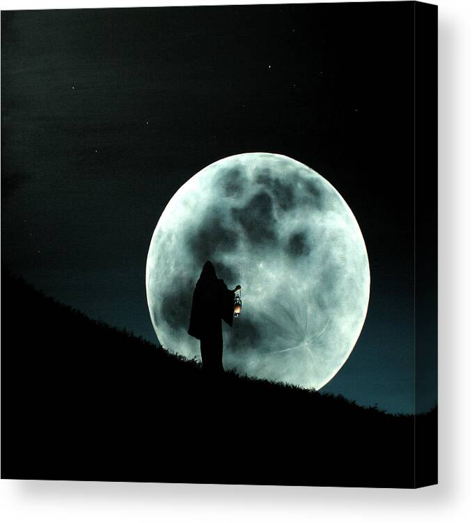 Moon Canvas Print featuring the painting Light My Way 2 by Ric Nagualero