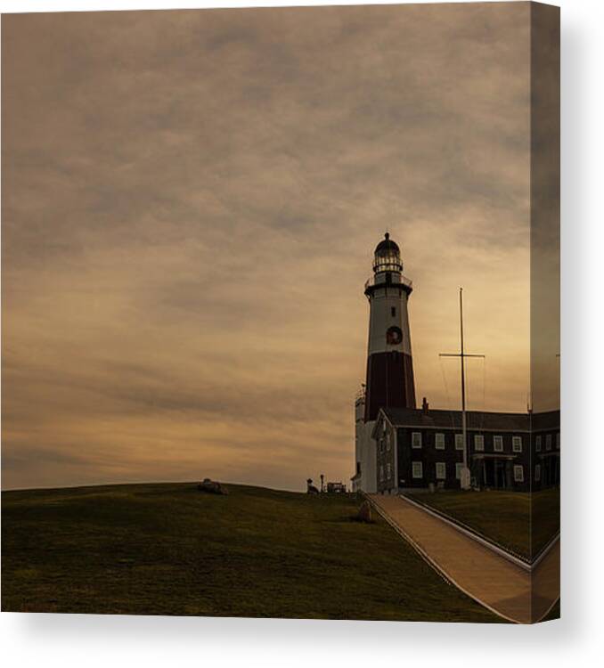 Headland Canvas Print featuring the photograph Lighthouse At Montauk Point, Long by Alex Potemkin