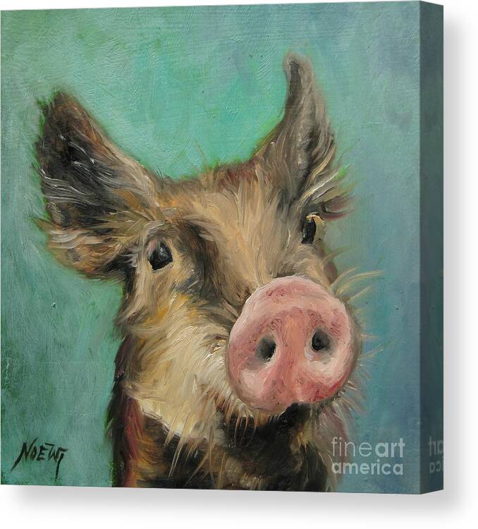Noewi Canvas Print featuring the painting Little Piglet by Jindra Noewi