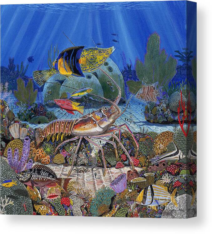 Lobster Canvas Print featuring the painting Lobster Sanctuary Re0016 by Carey Chen