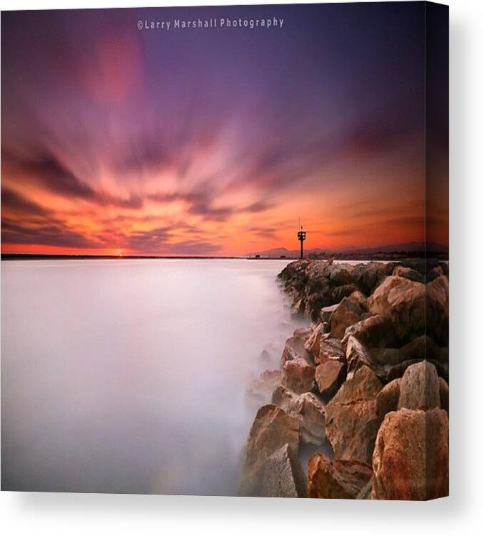  Canvas Print featuring the photograph Long Exposure Sunset Shot At A Rock by Larry Marshall